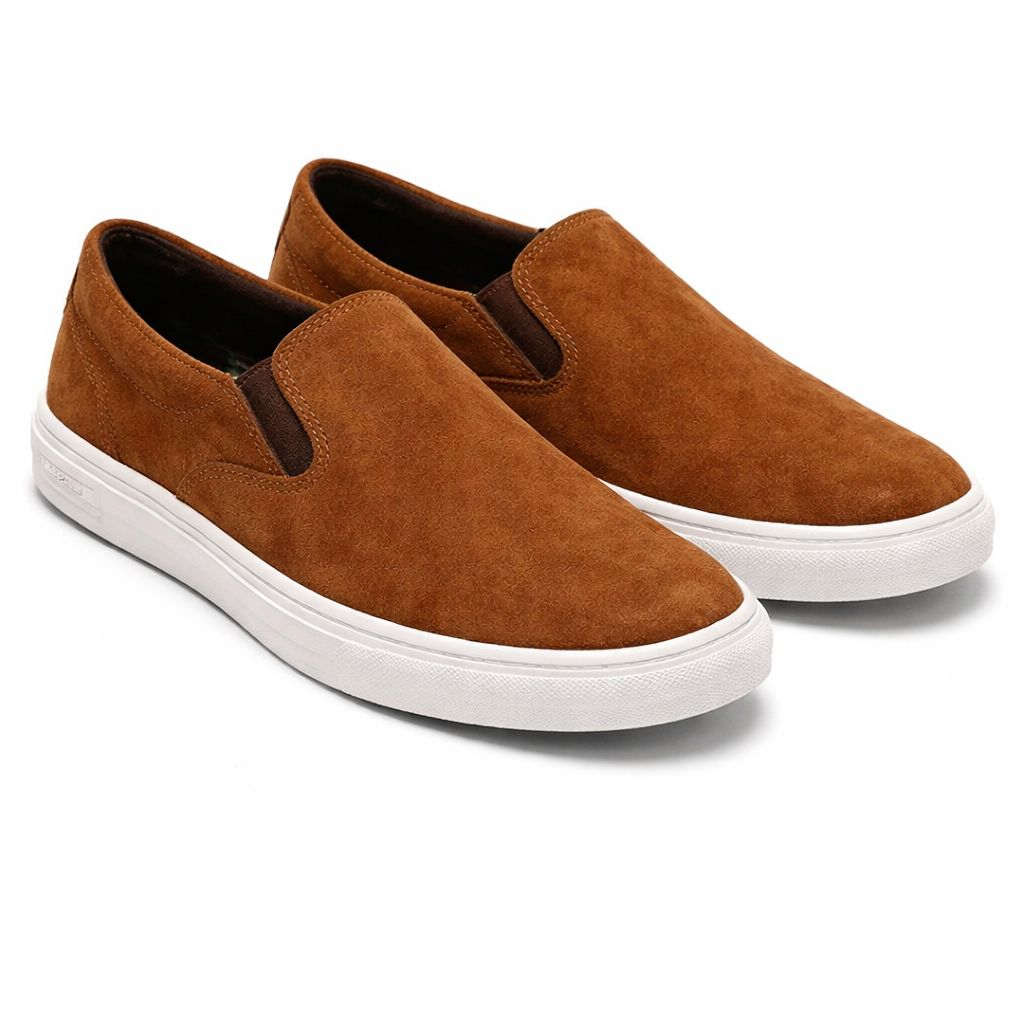 Brown Suede SlipOn Casual Shoe with White Sole